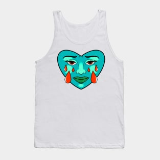 blue crying heart with thick lips amd red eyes cute gift Tank Top